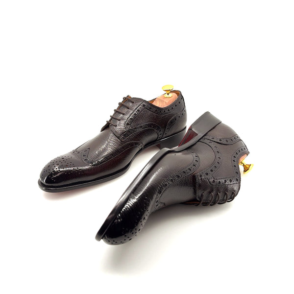 Ugo Vasare Llama Leather Wingtip Oxford - Dark Brown