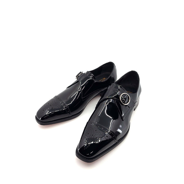 Maurice Patent Leather Monkstrap Shoe - Black