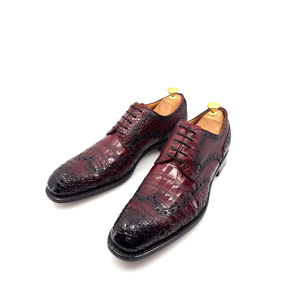 Ugo Vasare Alligator Lace-Up Oxford - Burgundy