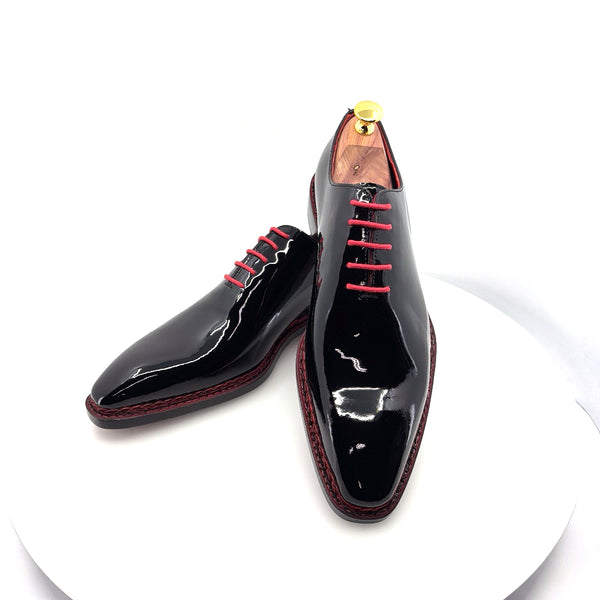 Ugo Vasare Jason Wholecut Patent Calfskin Oxford - Black