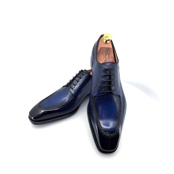 Ugo Vasare "Norman" Calfskin Lace-Up Split-Toe Oxford - Navy