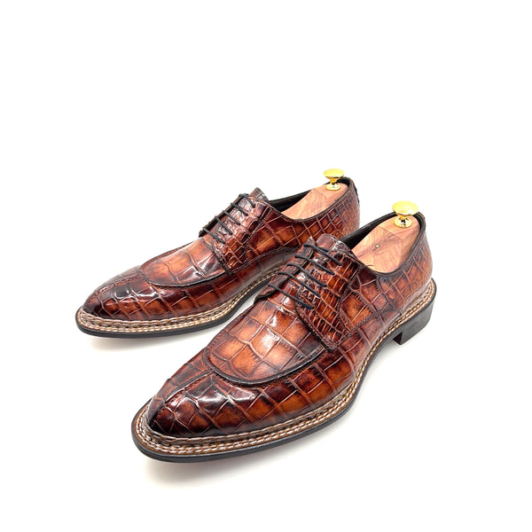 Maurice Custom Alligator Lace-Up Collab with Mr. Maximoff 1.0 - Coffee