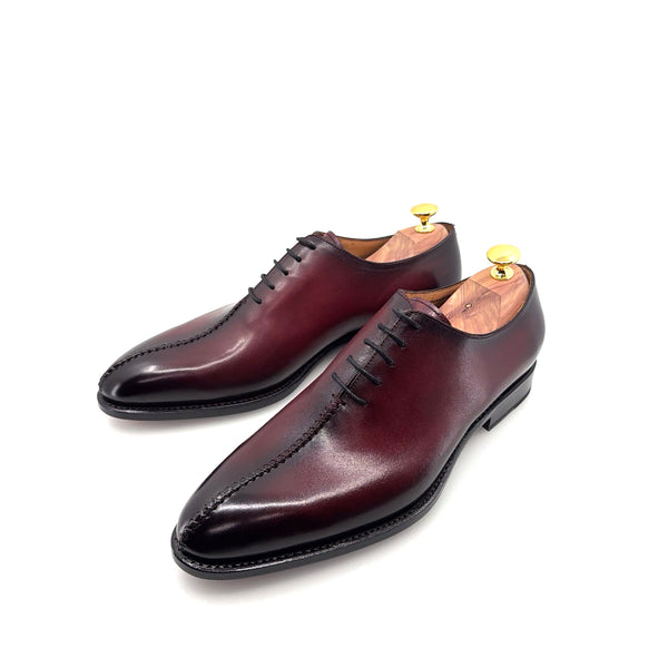 Ugo Vasare "Derrick" Burnished Calfskin Lace-Up Oxford Burgundy