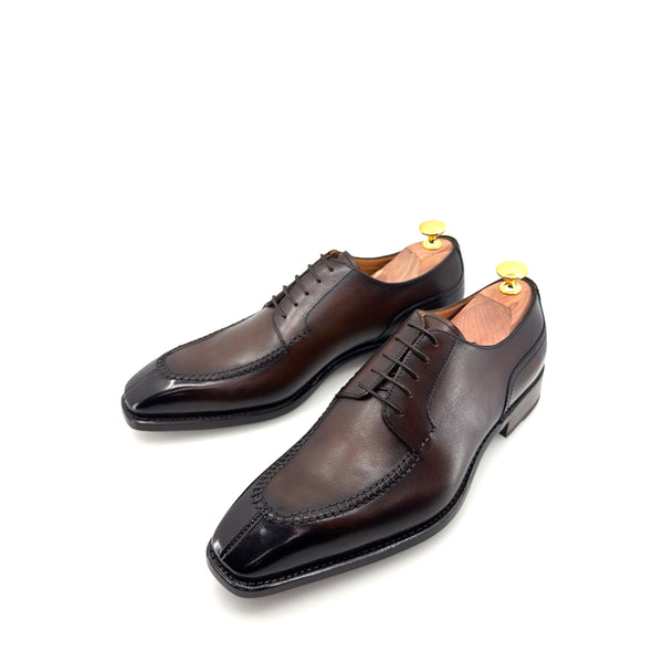 Ugo Vasare "Norman" Calfskin Lace-Up Split-Toe Oxford -Brown