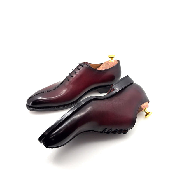 Ugo Vasare "Derrick" Burnished Calfskin Lace-Up Oxford Burgundy