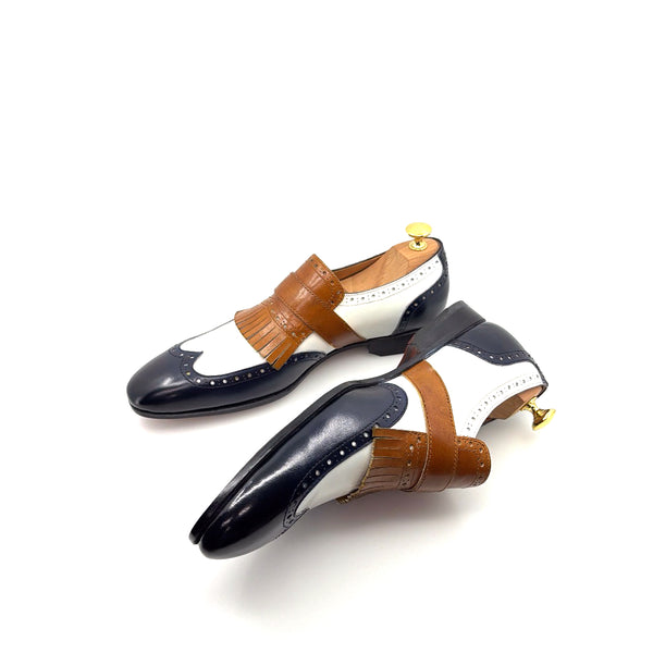 Ugo Vasare Calfskin Loafer - Navy/Camel/White