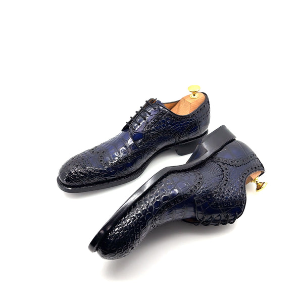Ugo Vasare Alligator Lace-Up Oxford - Blue