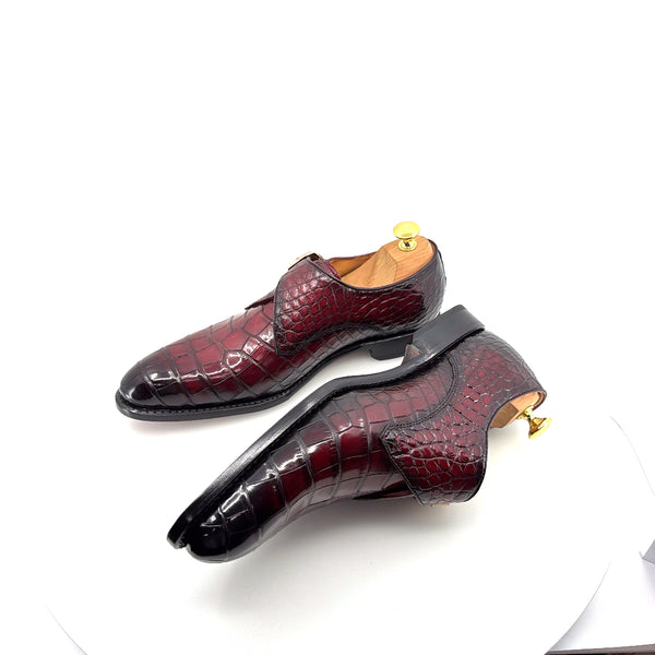 Ugo Vasare Alligator Monkstrap - Burgundy