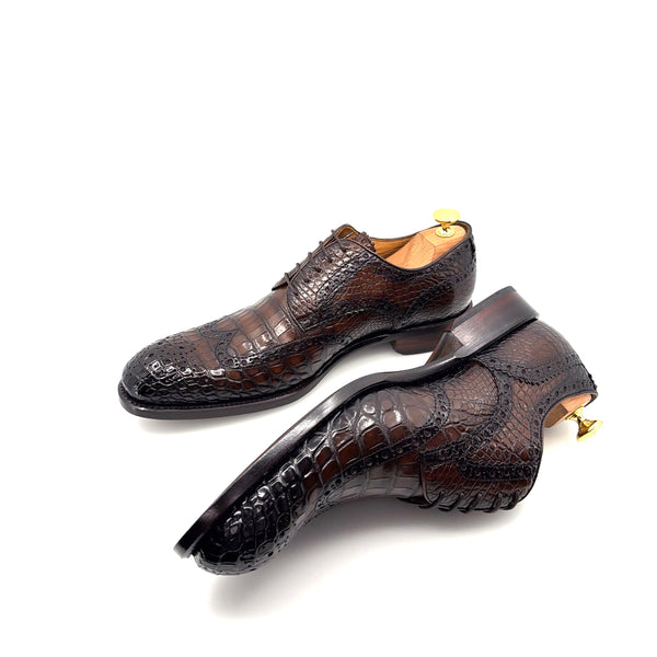 Ugo Vasare Alligator Lace-Up Oxford - Brown