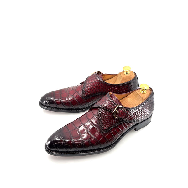 Ugo Vasare Alligator Monkstrap - Burgundy