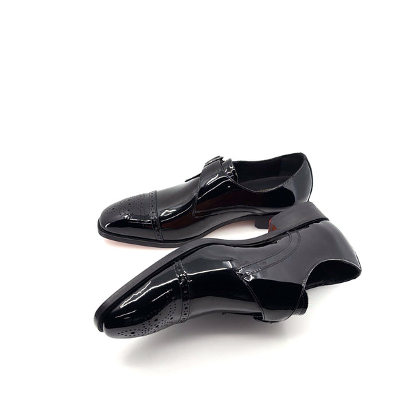 Maurice Patent Leather Monkstrap Shoe - Black