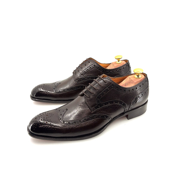 Ugo Vasare Llama Leather Wingtip Oxford - Dark Brown