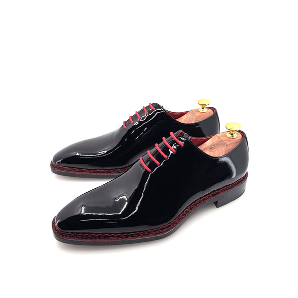 Ugo Vasare Jason Wholecut Patent Calfskin Oxford - Black