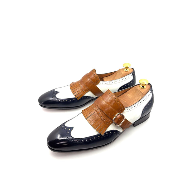 Ugo Vasare Calfskin Loafer - Navy/Camel/White