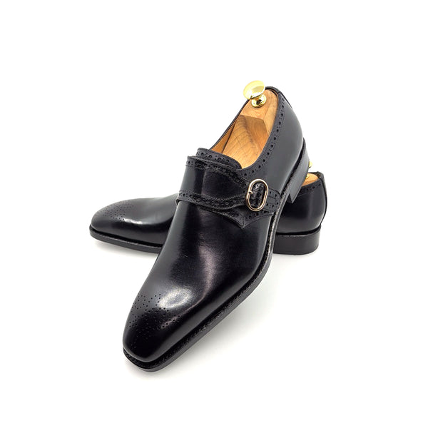 Ugo Vasare Monkstrap Calfskin Shoe - Black