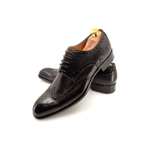 Ugo Vasare Llama Leather Wingtip Oxford - Dark Brown