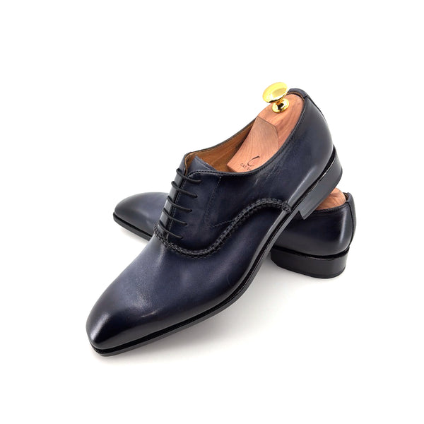Ugo Vasare "Daniel" Burnished Calfskin Lace-Up Oxford Grey