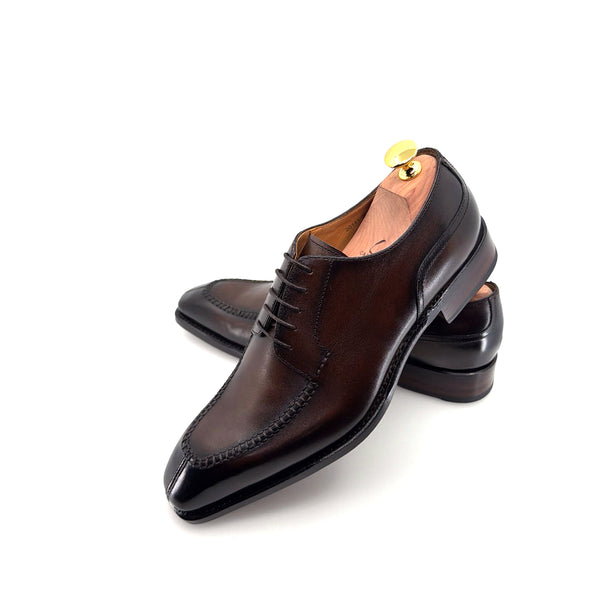Ugo Vasare "Norman" Calfskin Lace-Up Split-Toe Oxford -Brown