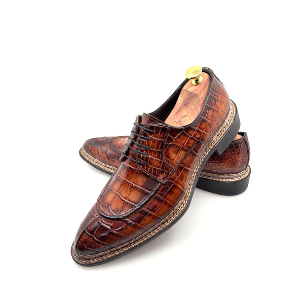 Maurice Custom Alligator Lace-Up Collab with Mr. Maximoff 1.0 - Coffee