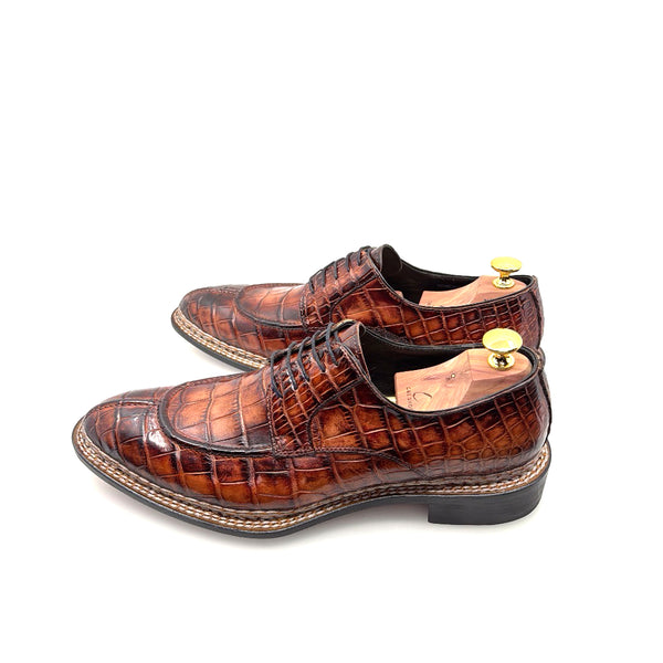 Maurice Custom Alligator Lace-Up Collab with Mr. Maximoff 1.0 - Coffee