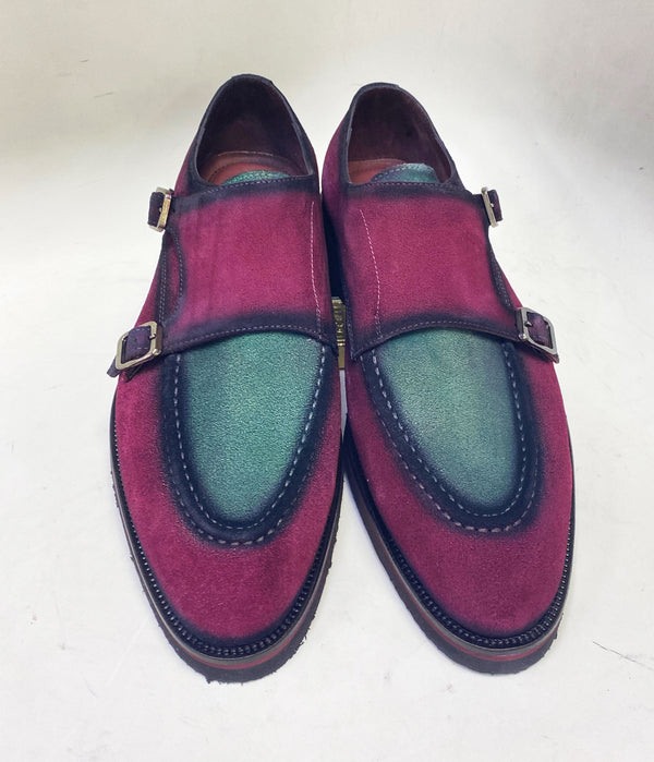 C Collection Suede Monkstrap Shoe - Red