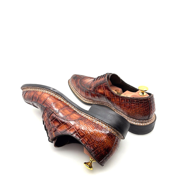 Maurice Custom Alligator Lace-Up Collab with Mr. Maximoff 1.0 - Coffee