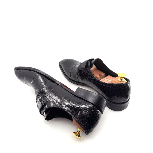 Maurice Raleigh Alligator Monkstrap Shoe - Black