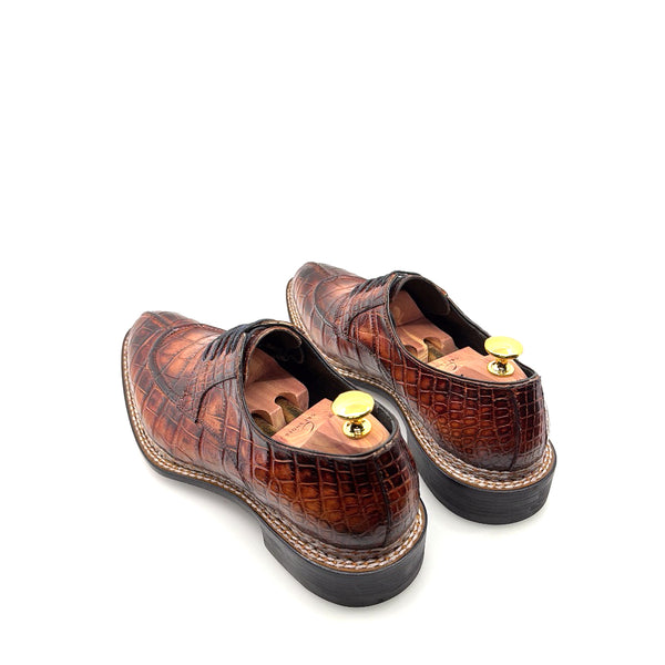 Maurice Custom Alligator Lace-Up Collab with Mr. Maximoff 1.0 - Coffee