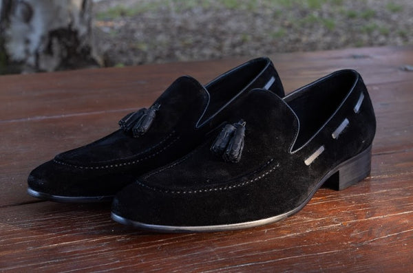 Maurice Suede Tasseled Loafer - Black