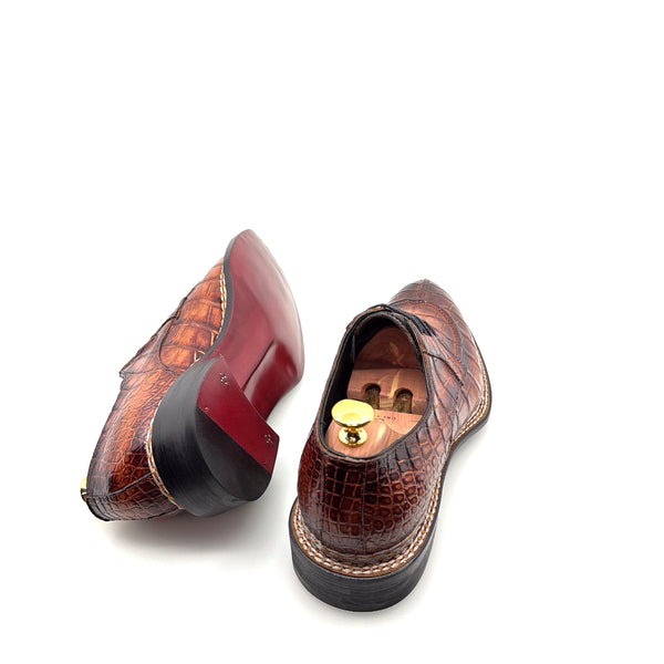 Maurice Custom Alligator Lace-Up Collab with Mr. Maximoff 1.0 - Coffee