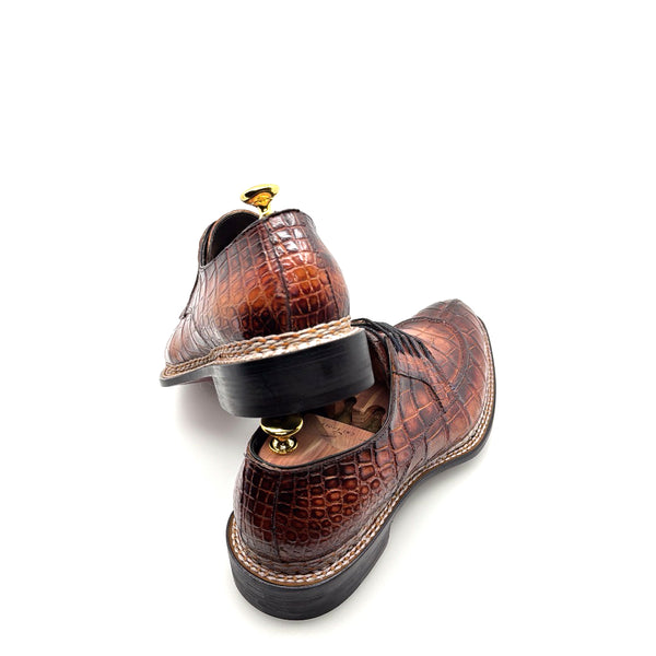 Maurice Custom Alligator Lace-Up Collab with Mr. Maximoff 1.0 - Coffee