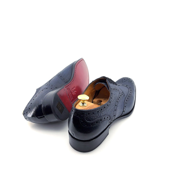Ugo Vasare Llama Leather Wingtip Oxford - Navy