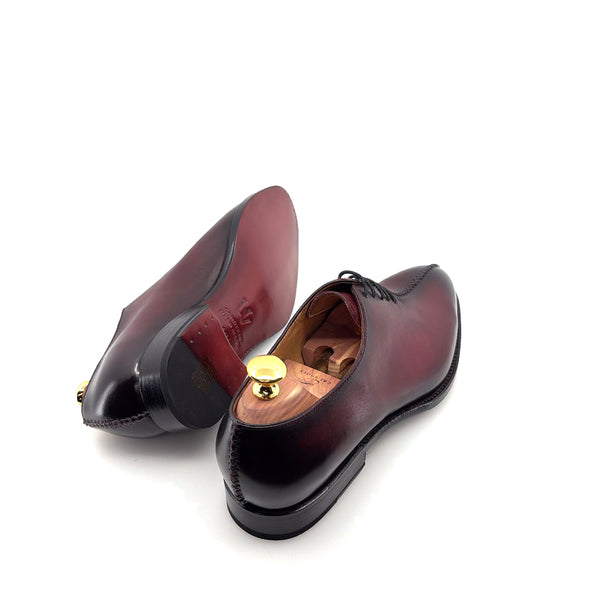 Ugo Vasare "Derrick" Burnished Calfskin Lace-Up Oxford Burgundy