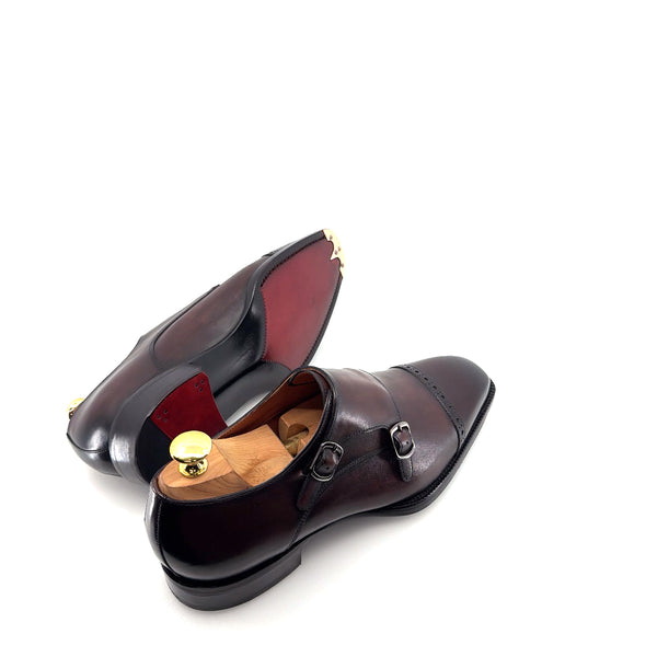 Maurice E Leather Double Monkstrap - Brown