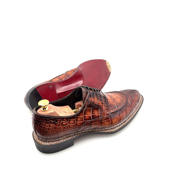 Maurice Custom Alligator Lace-Up Collab with Mr. Maximoff 1.0 - Coffee