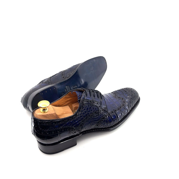 Ugo Vasare Alligator Lace-Up Oxford - Blue