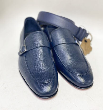 C Collection Deerskin Belt - Navy
