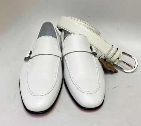 C Collection Deerskin Belt - White