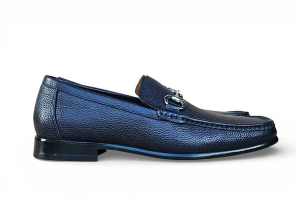 Carrucci Leather Loafer - Navy
