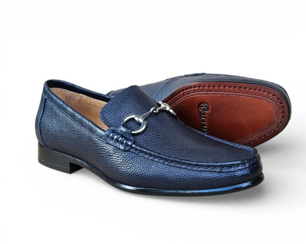 Carrucci Leather Loafer - Navy