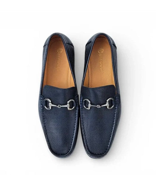 Carrucci Leather Loafer - Navy