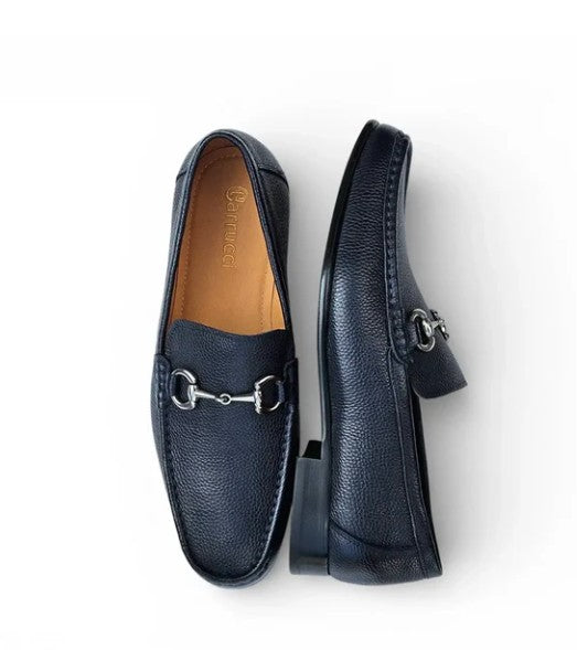 Carrucci Leather Loafer - Navy