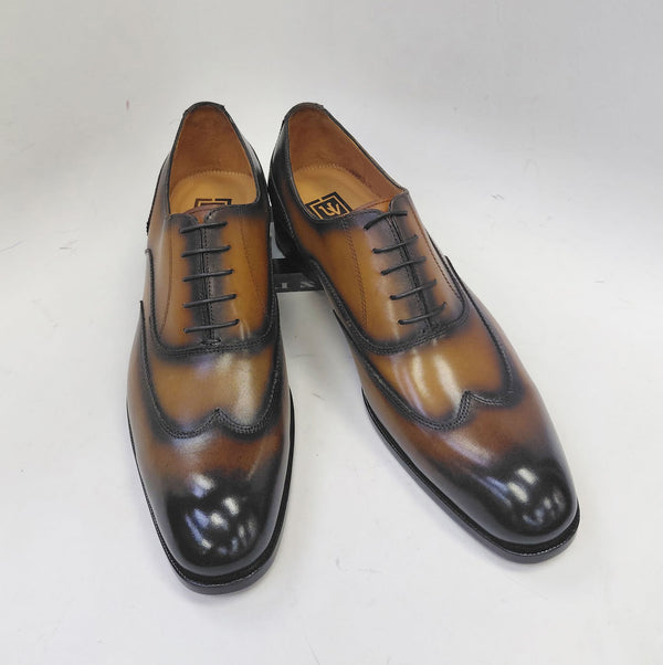 Ugo Vasare Leather Wingtip Oxford - Caramel