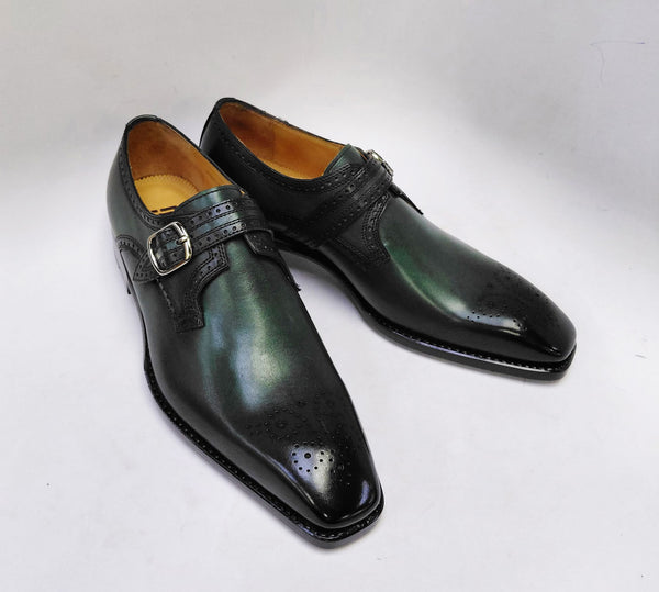 Ugo Vasare New Eric Leather Monkstrap - Green