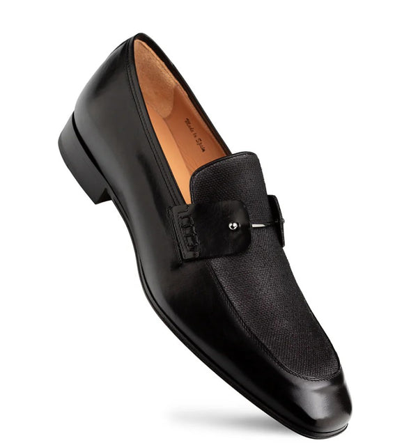 Mezlan Saona Calf/Linen Loafer - Black