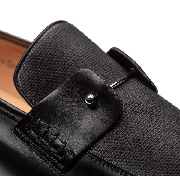 Mezlan Saona Calf/Linen Loafer - Black