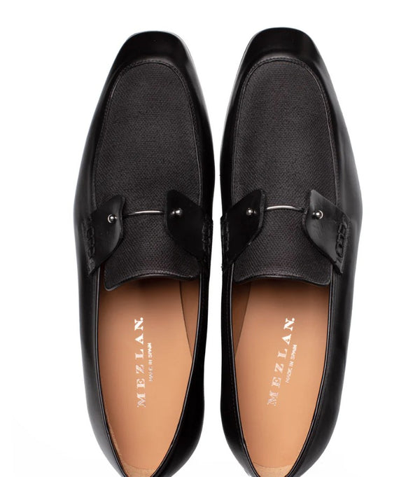 Mezlan Saona Calf/Linen Loafer - Black