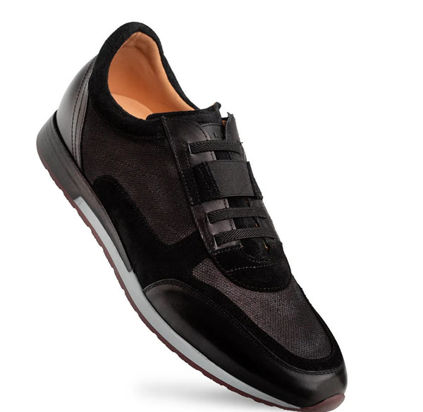 Mezlan Riumar Suede/Linen Sneaker - Black