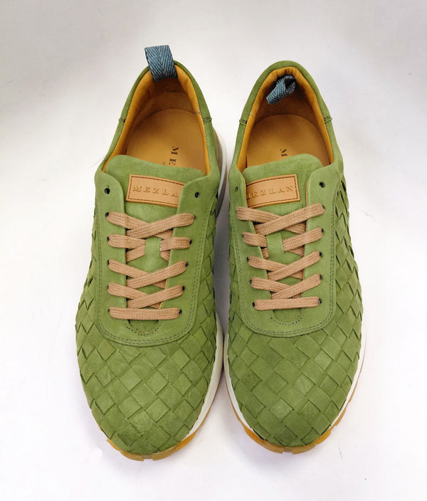 Mezlan Woven Suede Sneaker - Green