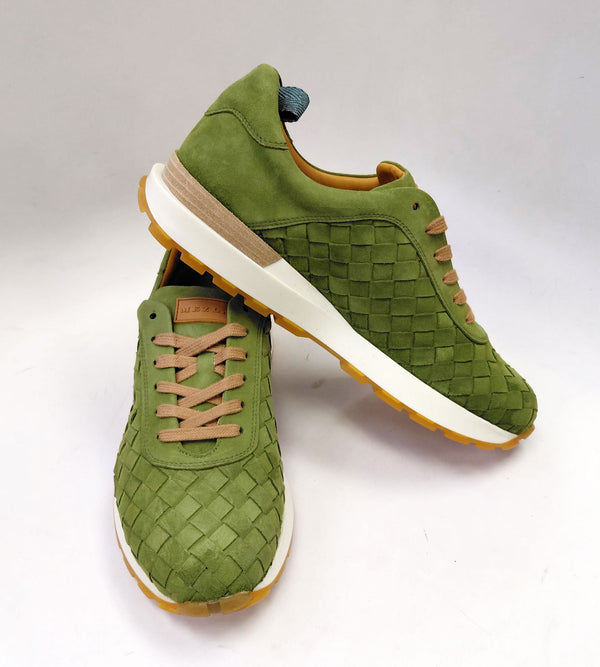 Mezlan Woven Suede Sneaker - Green